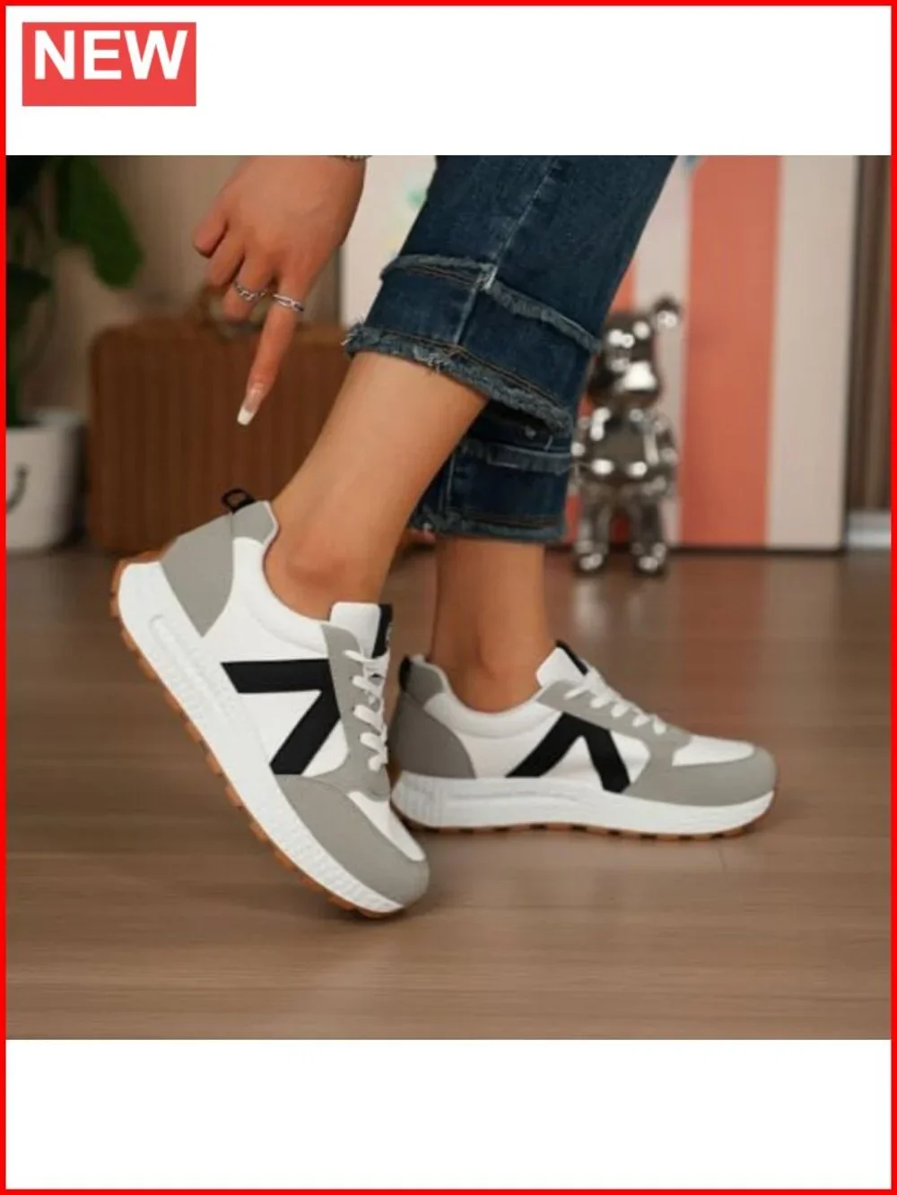 Women's Athletic Walking Shoes Platform Lace-up Sneakers Road Running